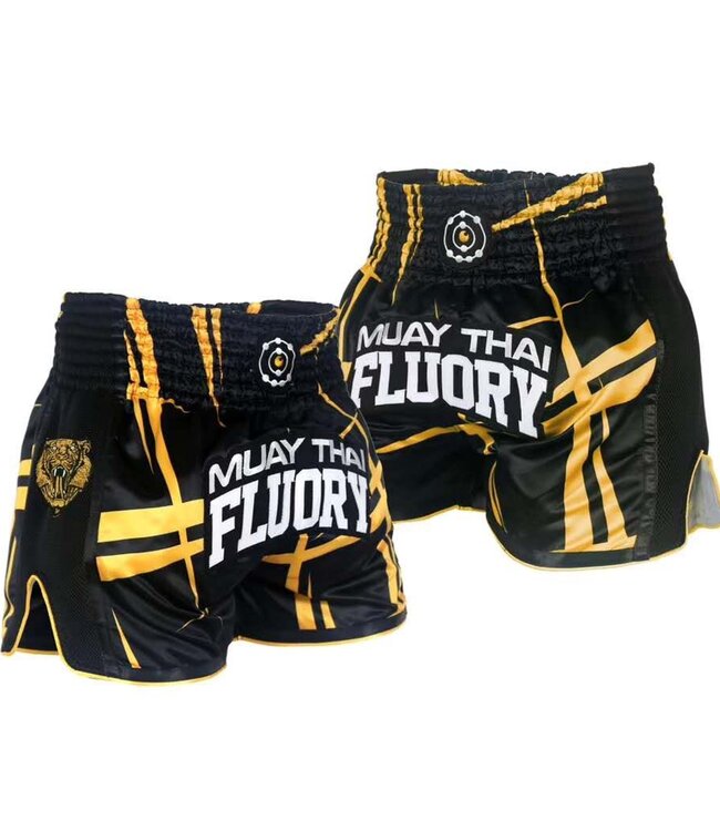 Fluory Kickboks Broekje Stripes Zwart Geel