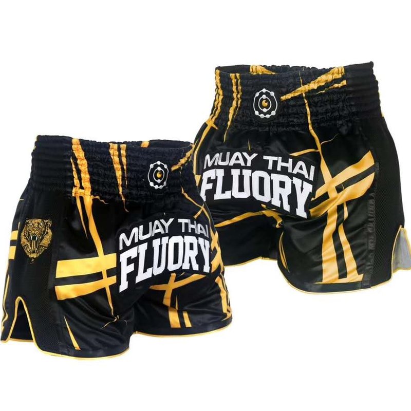 Fluory Fluory Kickboks Broekje Stripes Zwart Geel