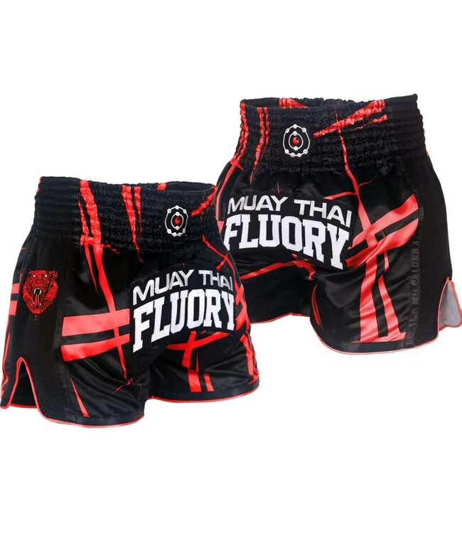 Fluory Kickboxing Shorts Stripes Black Red