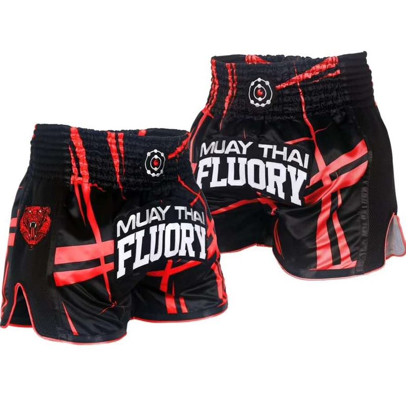 Fluory Fluory Kickboks Broekje Stripes Zwart Rood