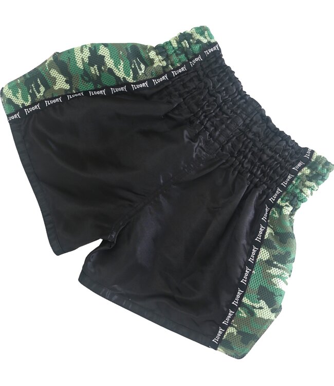 Fluory Kickboxing Muay Thai Shorts Black Camo Green