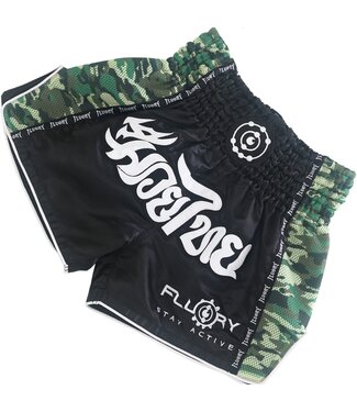 Fluory Fluory Kickboks Broekje Muay Thai Short Zwart Camo Groen