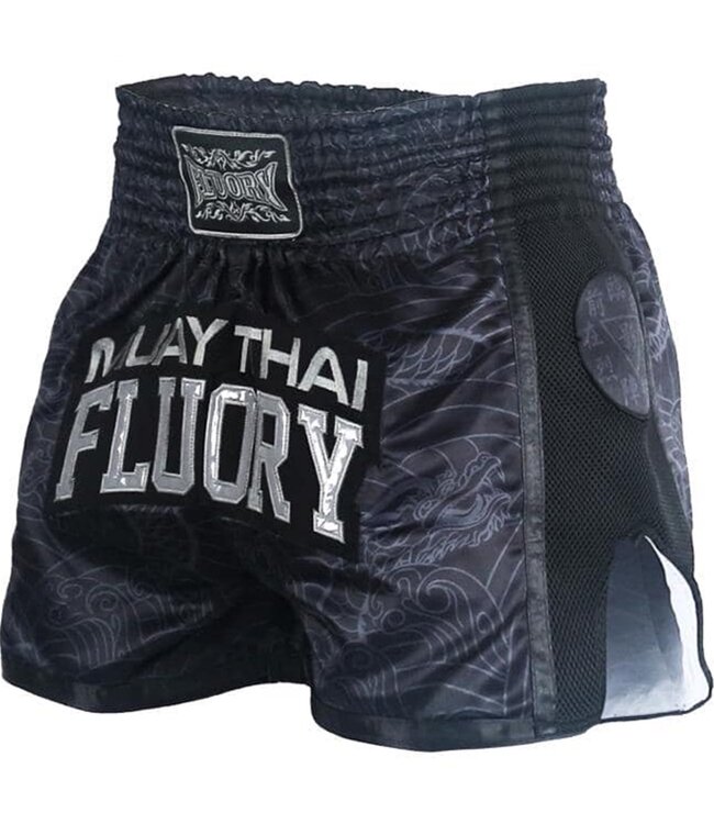 Fluory Kickboxing Muay Thai Short Dragon Schwarz Grau