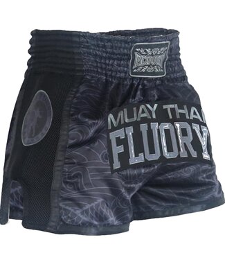 Fluory Fluory Kickboks Broekje Muay Thai Short Dragon Zwart Grijs
