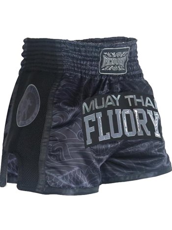 Fluory Fluory Kickboxing Muay Thai Short Dragon Schwarz Grau