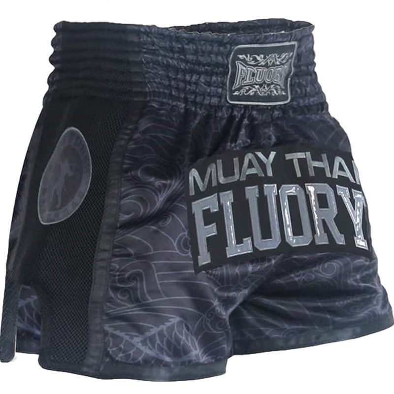 Fluory Fluory Kickboxing Muay Thai Shorts Dragon Black Grey