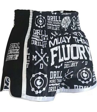 Fluory Fluory Kickboks Broekje Muay Thai Short Drill Zwart