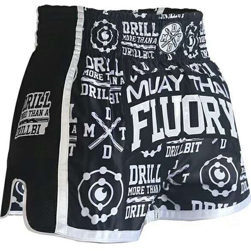 Fluory Fluory Kickboks Broekje Muay Thai Short Drill Zwart