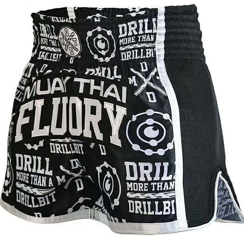 Fluory Fluory Kickboks Broekje Muay Thai Short Drill Zwart