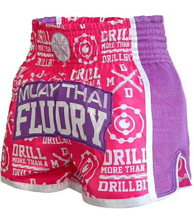 Fluory Women Kickboxing Muay Thai Shorts Drill Pink