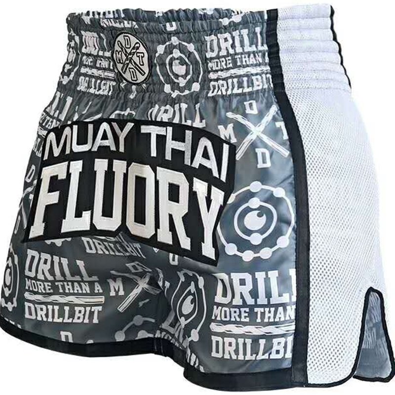 Fluory Fluory Kickboks Broekje Muay Thai Short Drill Grijs