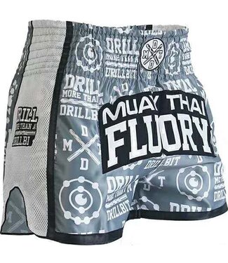 Fluory Fluory Kickboks Broekje Muay Thai Short Drill Grijs