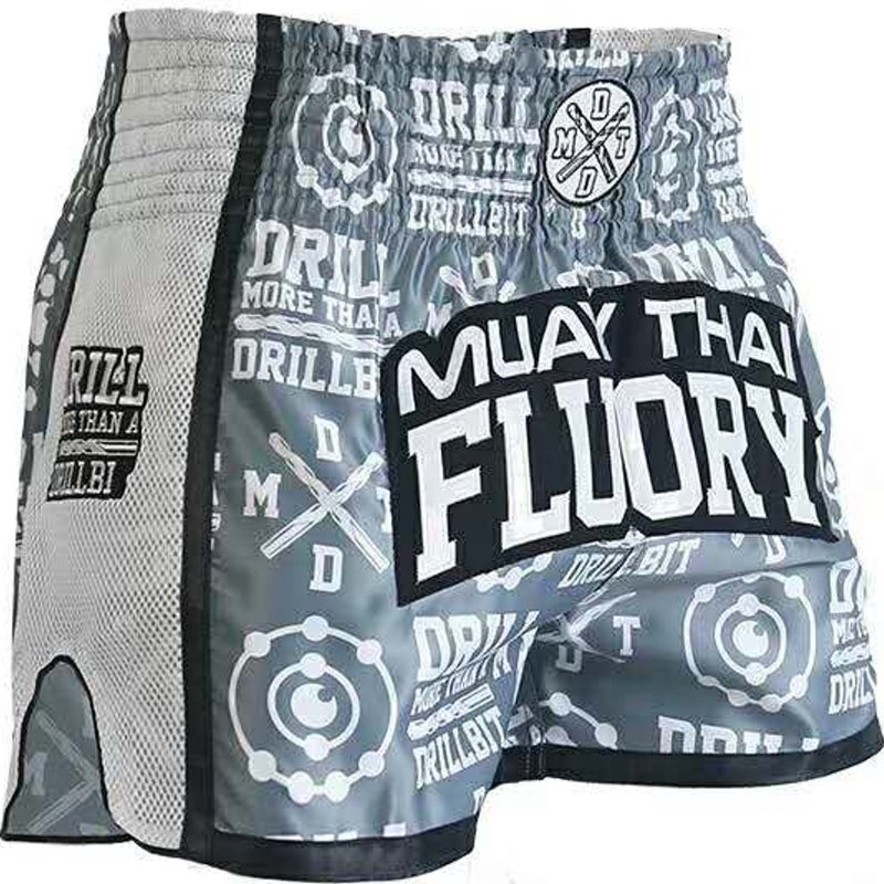 Fluory Fluory Kickboks Broekje Muay Thai Short Drill Grijs