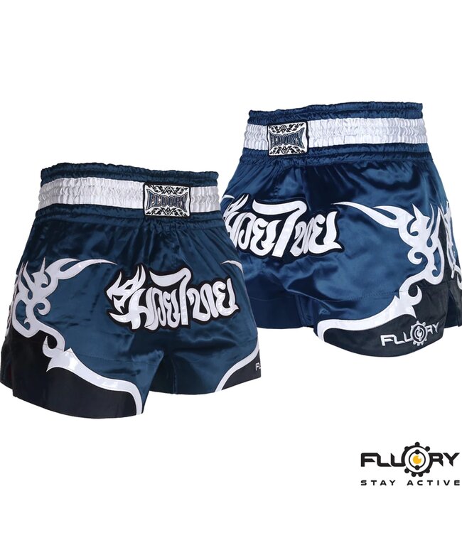 Fluory Muay Thai Shorts Kickboxhose Tribal Dunkelblau