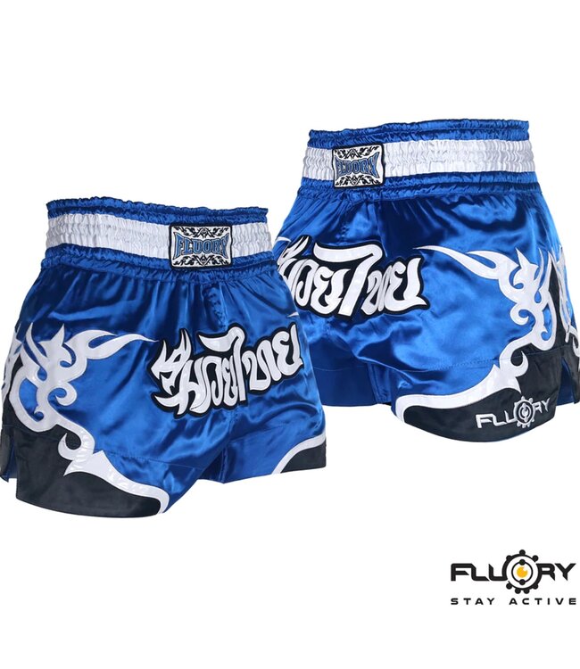 Fluory Muay Thai Short Kickboks Broek Tribal Blauw