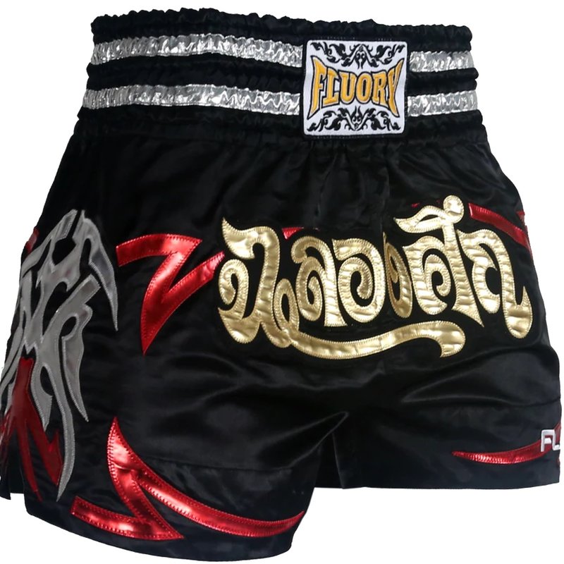 Fluory Muay Thai Short Kickboxing Short Black MTSF50 - FIGHTWEAR