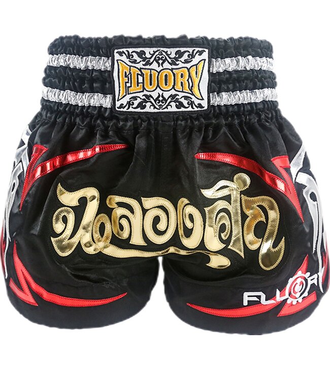 Fluory Muay Thai Shorts Kickboxen Höse Schwarz MTSF50