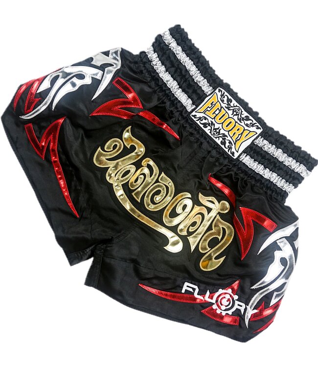 Fluory Fluory Muay Thai Short Kickboks Broek Zwart MTSF50