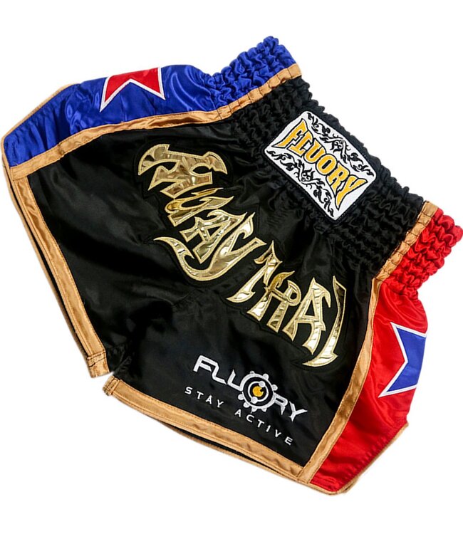 Fluory Muay Thai Shorts Kickboxen Höse Schwarz MTSF08