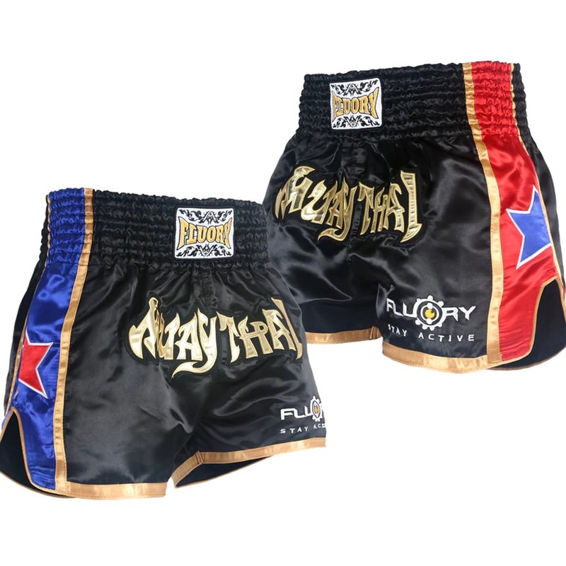 Fluory Fluory Muay Thai Short Kickboks Broek Zwart MTSF08