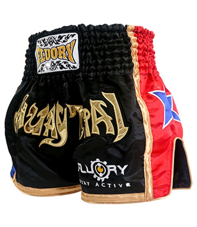Fluory Muay Thai Shorts Kickboxen Höse Schwarz MTSF08
