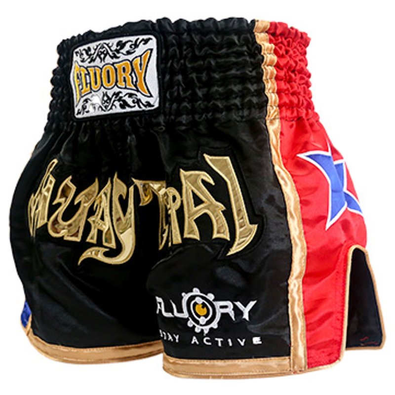 Fluory Fluory Muay Thai Short Kickboks Broek Zwart MTSF08