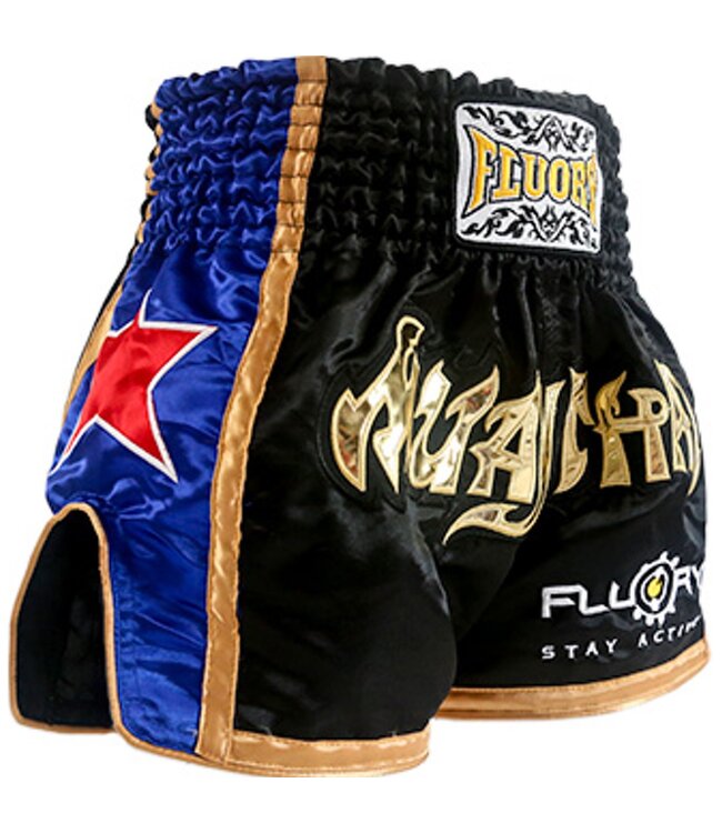 Fluory Muay Thai Shorts Kickboxen Höse Schwarz MTSF08