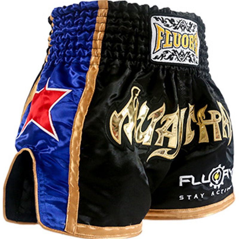 Fluory Fluory Muay Thai Short Kickboks Broek Zwart MTSF08