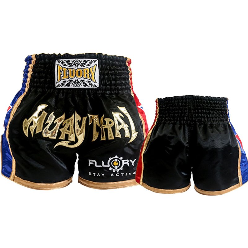 Fluory Muay Thai Short Kickboxing Short Black MTSF08 - FIGHTWEAR SHOP EUROPE