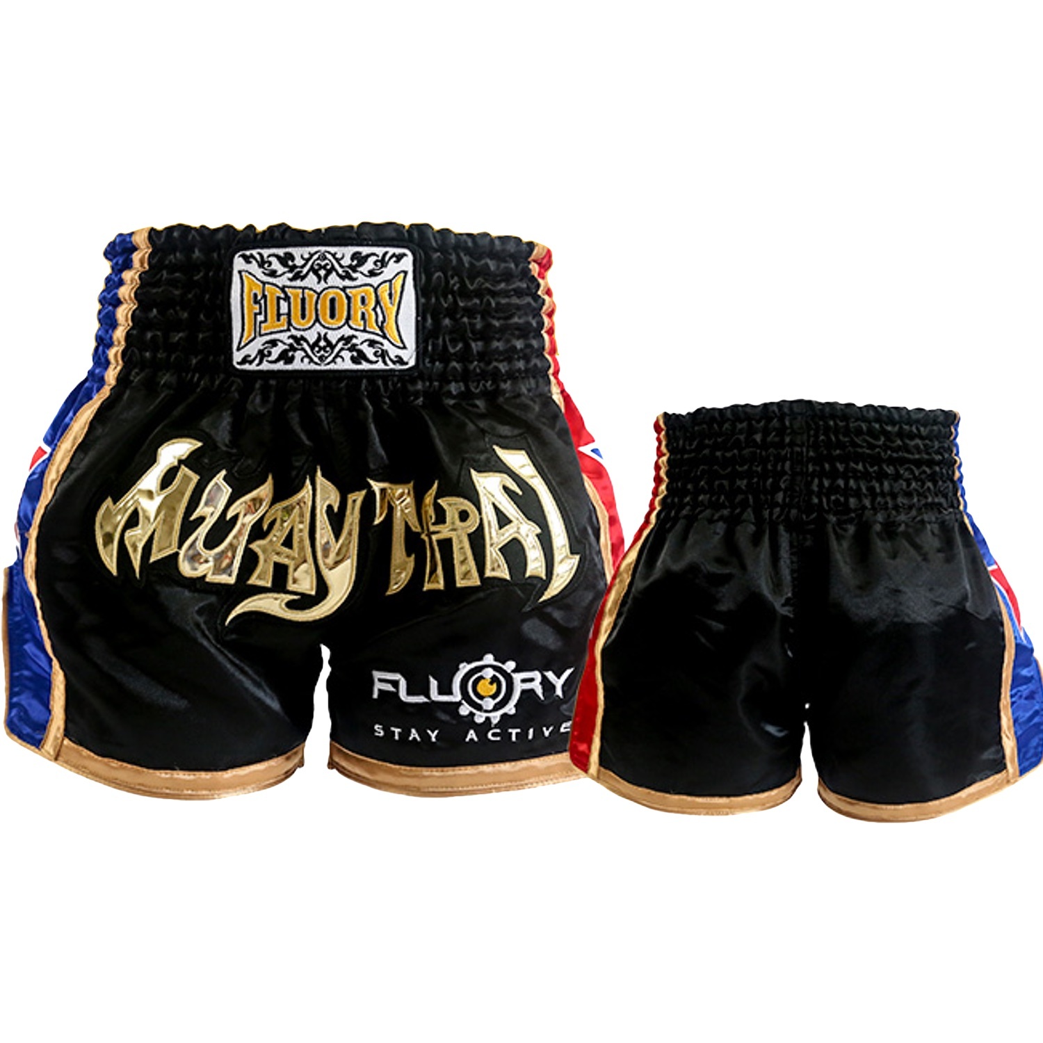 Fluory Muay Thai Short Kickboxing Short Black MTSF50 - FIGHTWEAR