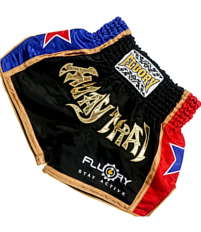 Fluory Muay Thai Shorts Kickboxen Höse Schwarz MTSF08