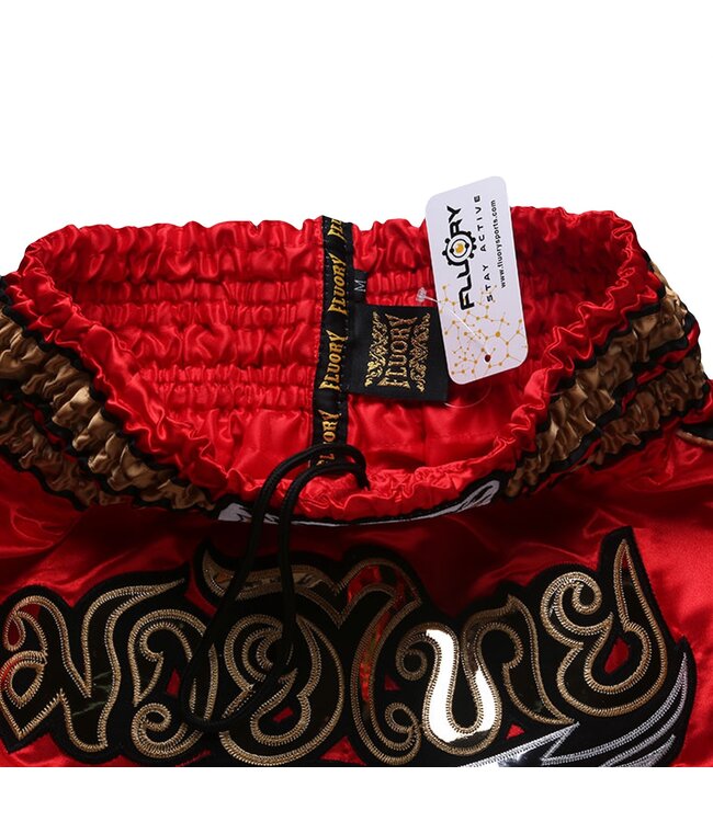Fluory Muay Thai Short Kickboks Broek Rood MTSF12