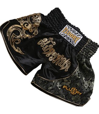 Fluory Fluory Muay Thai Short Kickboks Broek Zwart Goud MTSF15