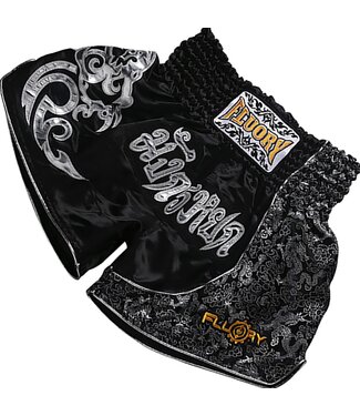 Fluory Fluory Muay Thai Short Kickboks Broek Zwart Zilver MTSF15