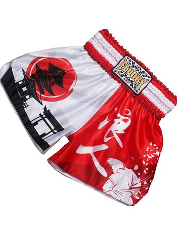 Fluory Fluory Muay Thai Shorts Kickboxen Höse Samurai Rot Weiß MTSF24