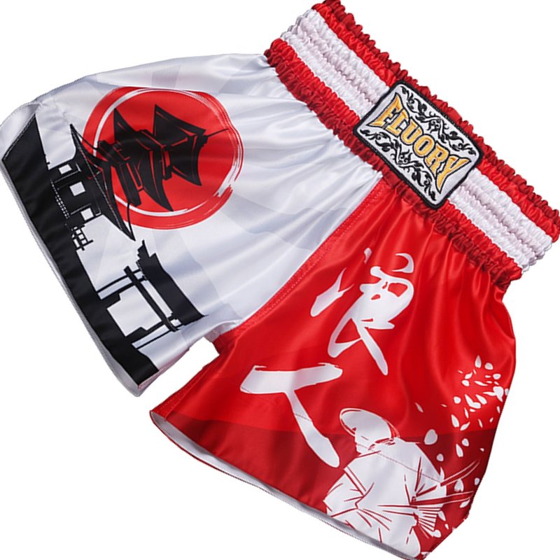 Fluory Fluory Muay Thai Shorts Kickboxen Höse Samurai Rot Weiß MTSF24