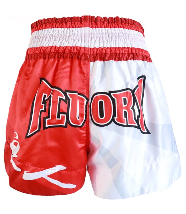 Fluory Muay Thai Short Kickboxing Short Samurai Red white MTSF24