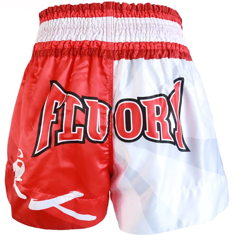 Fluory Fluory Muay Thai Short Kickboks Broek Samurai Rood Wit MTSF24