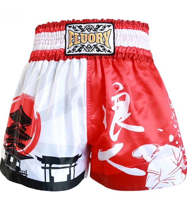 Fluory Fluory Muay Thai Shorts Kickboxen Höse Samurai Rot Weiß MTSF24