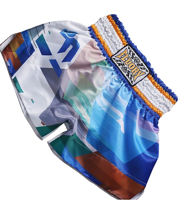 Fluory Muay Thai Short Kickboks Broek Blauw MTSF27
