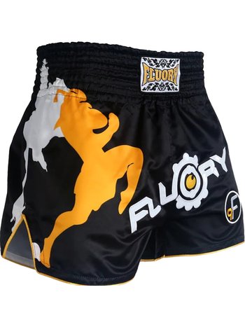 Fluory Fluory Kickboxen Muay Thai Shorts Schwarz Gelb MTSF33