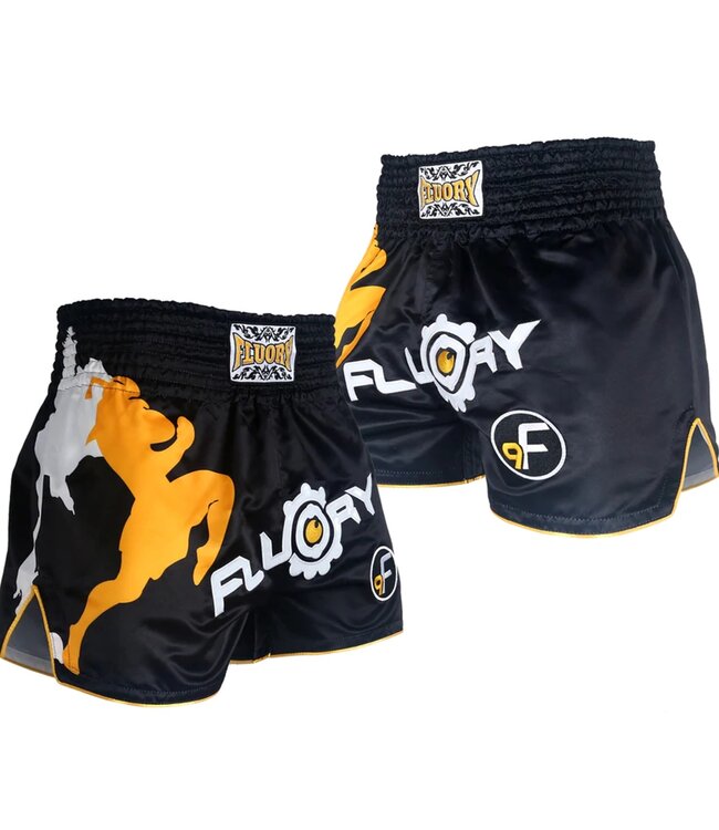 Fluory Kickboxing Muay Thai Short Black Yellow MTSF33