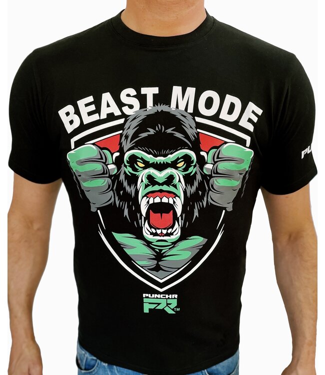 PunchR™  PunchR™ Beast Mode T-Shirt Schwarz Weiß Grün