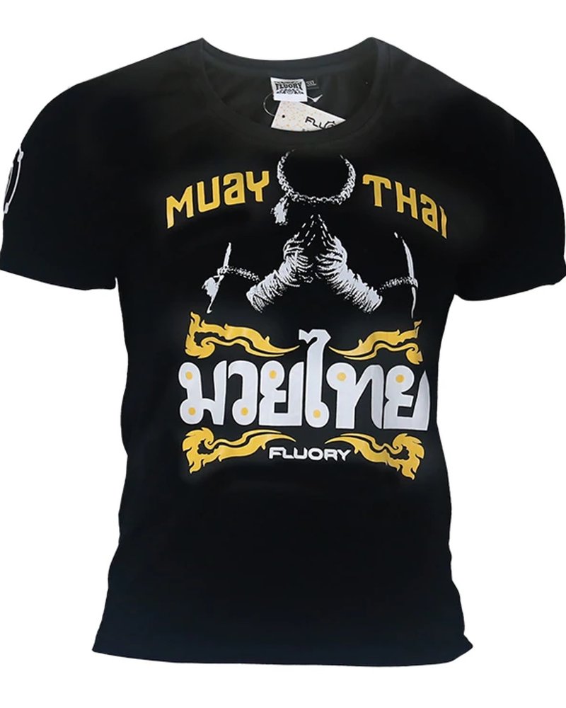 Fluory Fluory Mongkon Muay Thai Fighter T-Shirt Schwarz