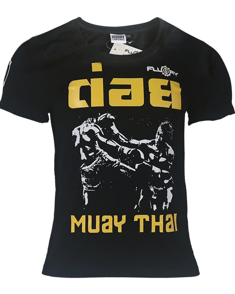 Fluory Fluory Fight Game Muay Thai Kickboks T-Shirt Zwart