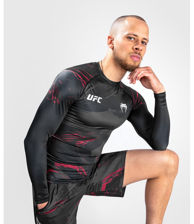 UFC Venum Authentic Fight Week 2.0 Performance L/S Rash Guard Black Red