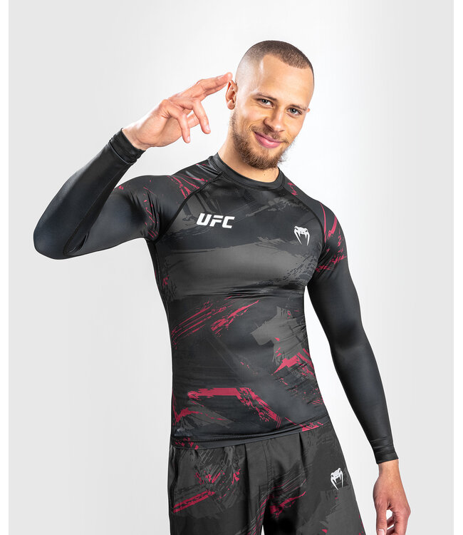 UFC Venum Authentic Fight Week 2.0 Performance L/S Rashguard Schwarz Rot