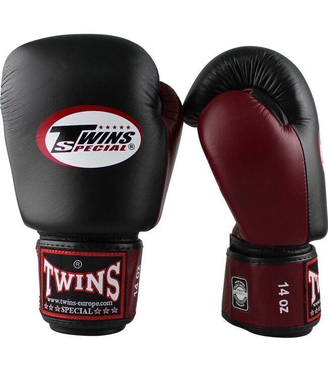 Twins (Kick)Bokshandschoenen BGVL 3 Zwart Wijnrood