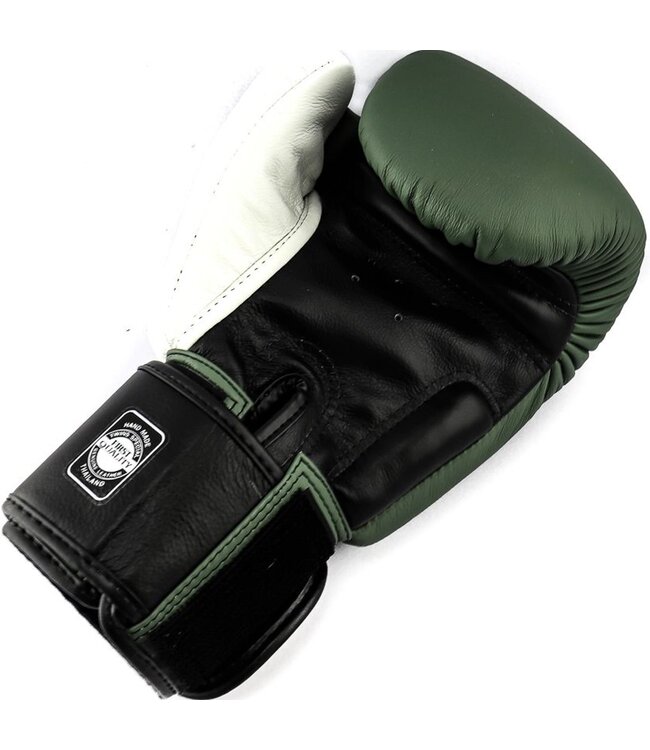 Twins Special BGVL3 Leren Bokshandschoenen Olijfgroen Zwart Wit – Muay Thai & Kickboksen