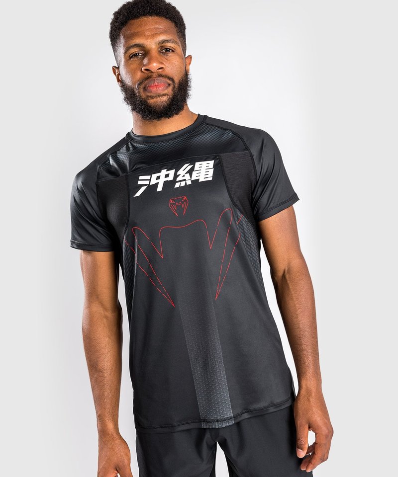 Venum OKINAWA 3.0 Dry Tech T-Shirt Black Red - FIGHTWEAR SHOP EUROPE